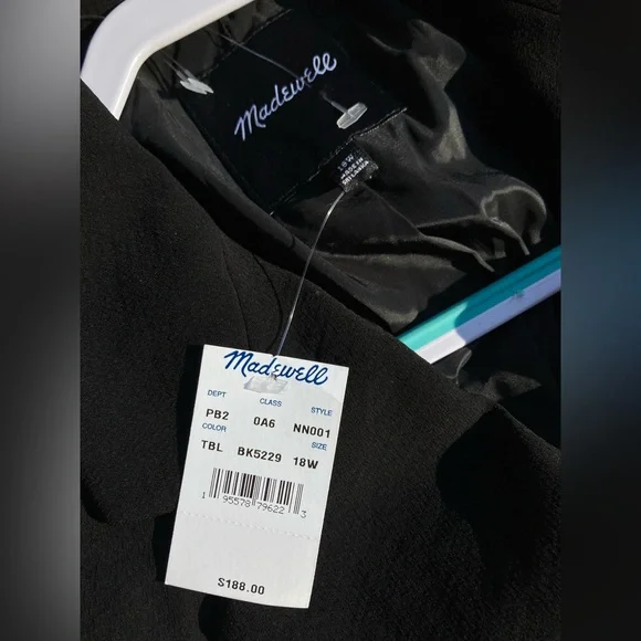 Madewell Rosedale Double-Breasted Black Blazer Jacket in Crepe Size 18W NWT - Picture 13 of 17